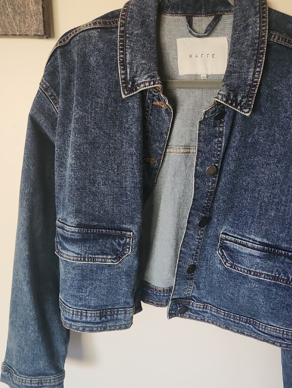 KAFFE Women's Dark Blue Denim Jean Jacket